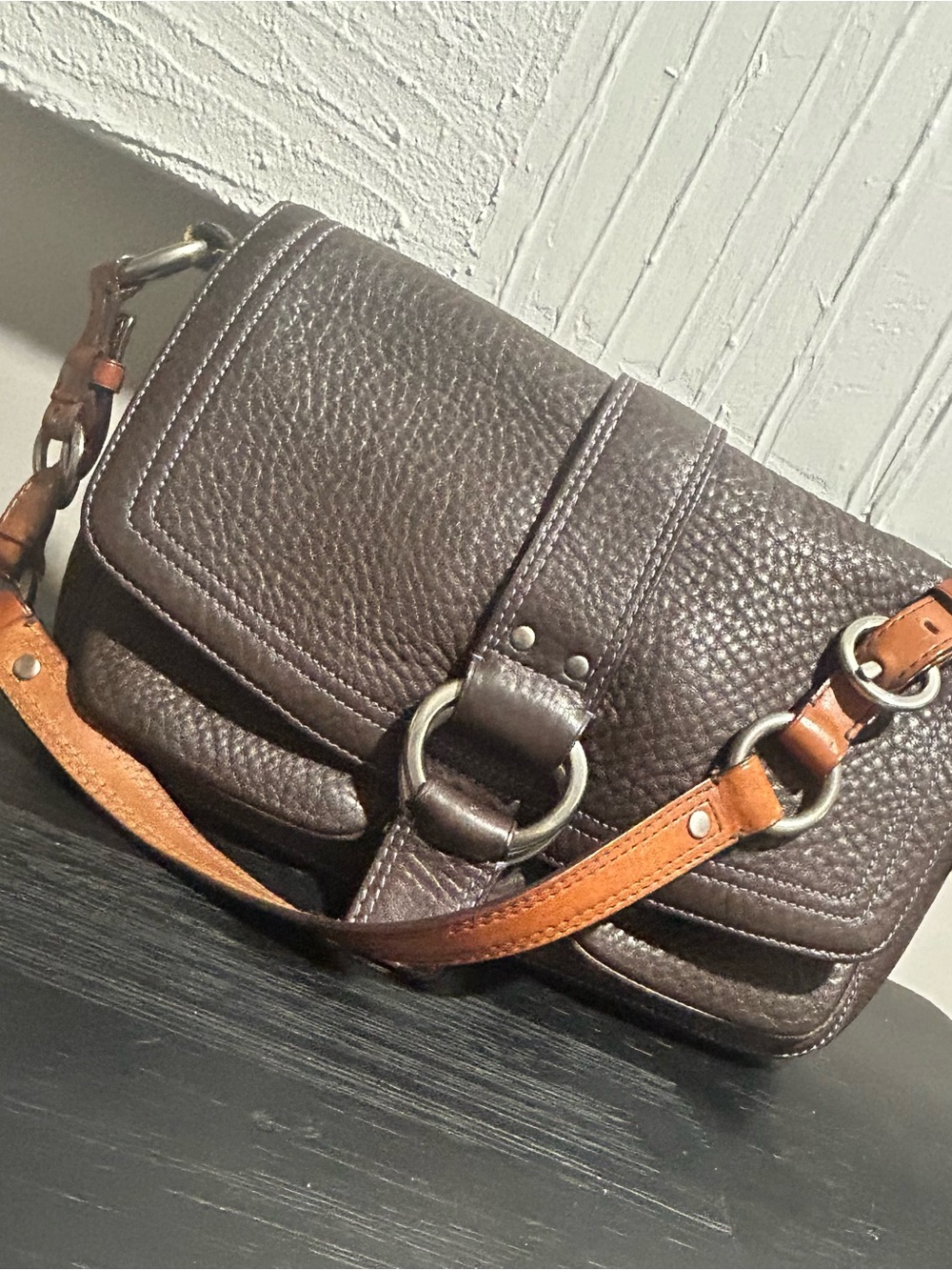 Vintage Coach Chelsea 10133 Chocolate Brown Pebbled Leather Y2K Shoulder Bag